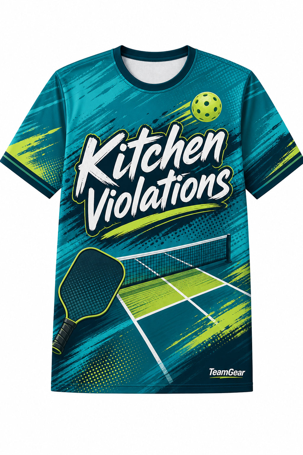 Kitchen Violations Teal Pickleball Jersey with name and number
