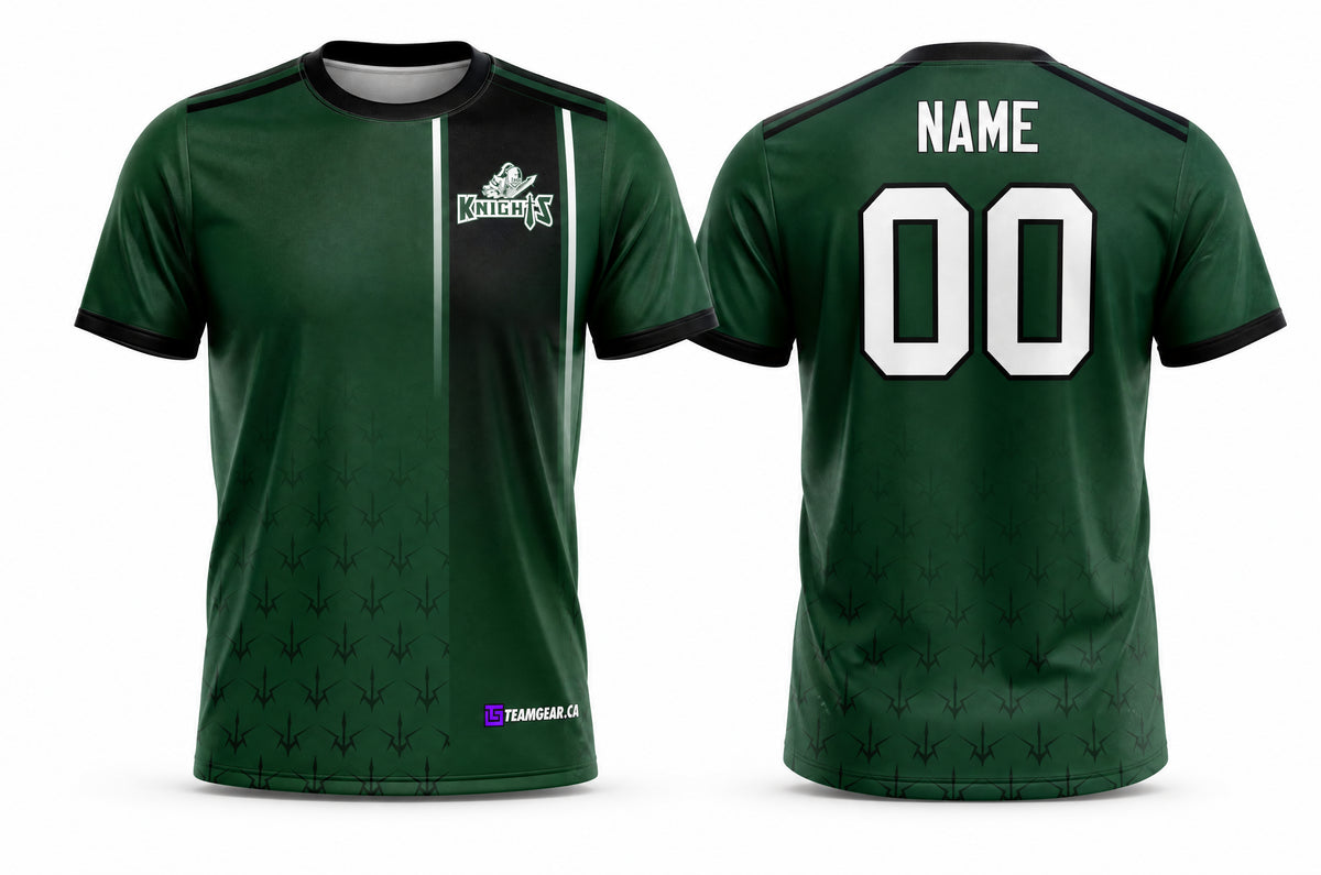Knights Green Soccer Jersey - front and back view