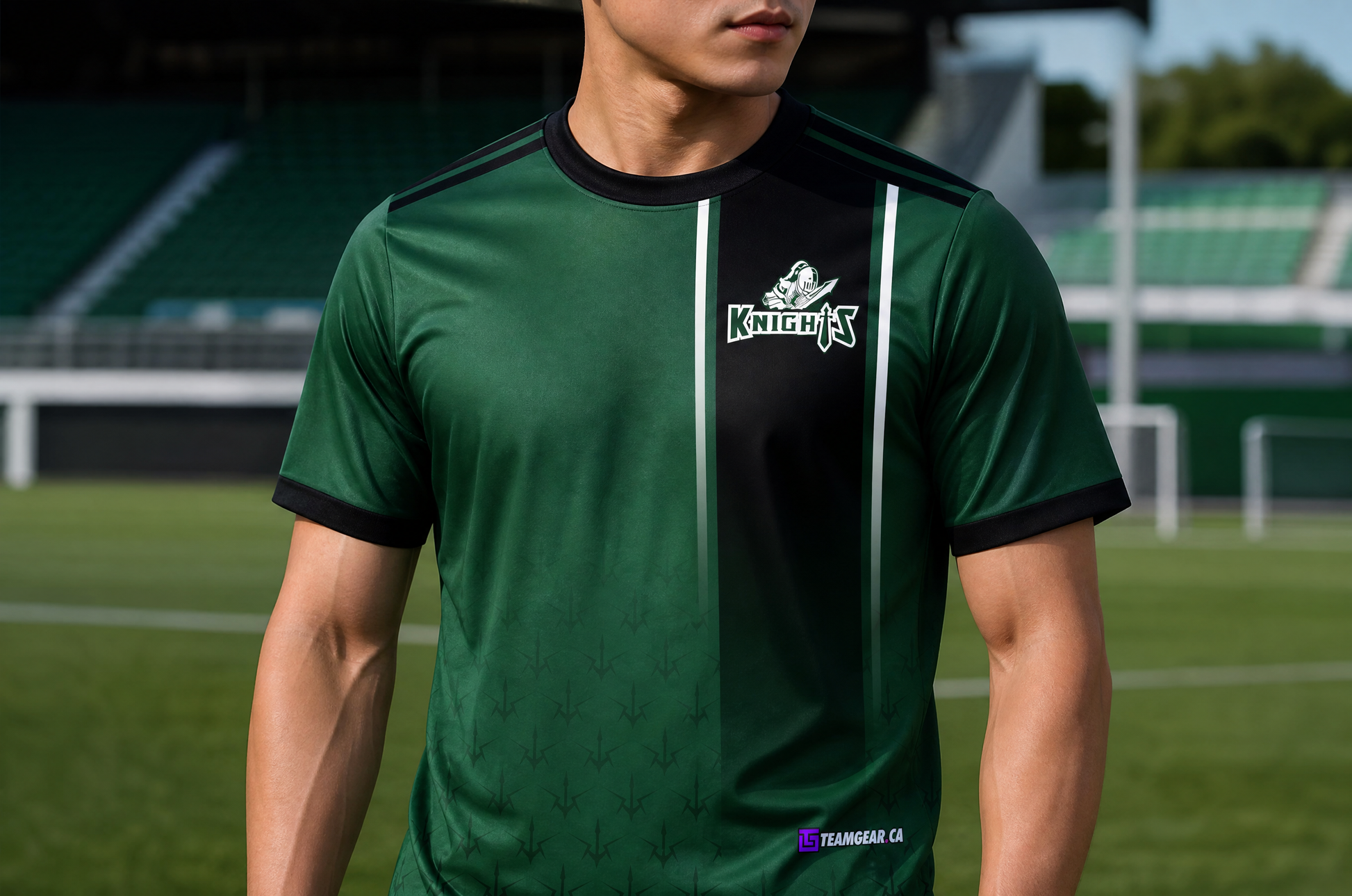 Knights Green Soccer Jersey — custom soccer jersey worn on model — TeamGear Canada