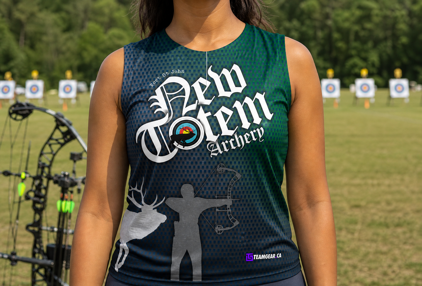 LADIES Archery Patriot-Style Coat — custom archery jacket worn on model — TeamGear Canada