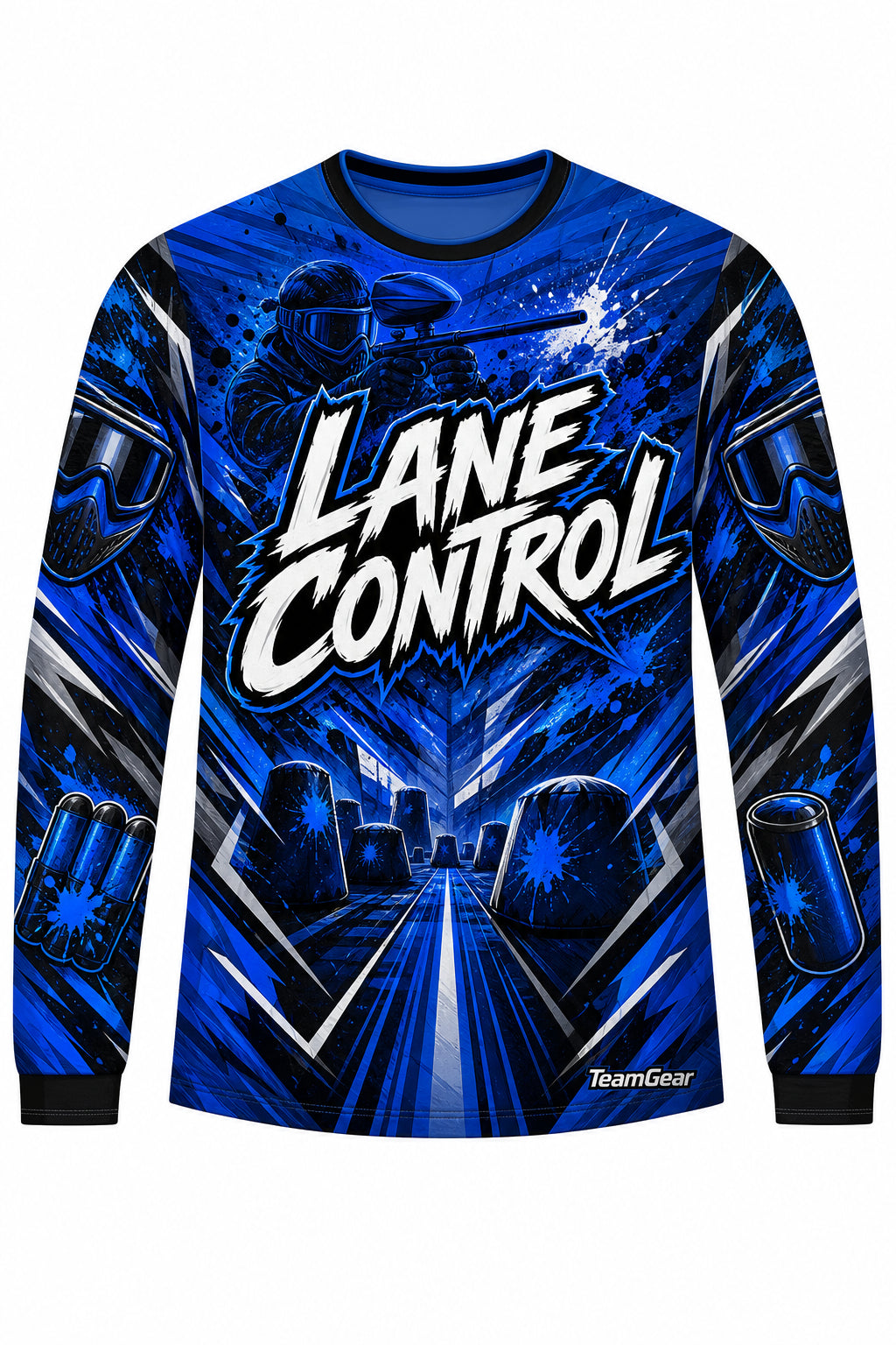 Lane Control Blue Long Sleeve Paintball Jersey design