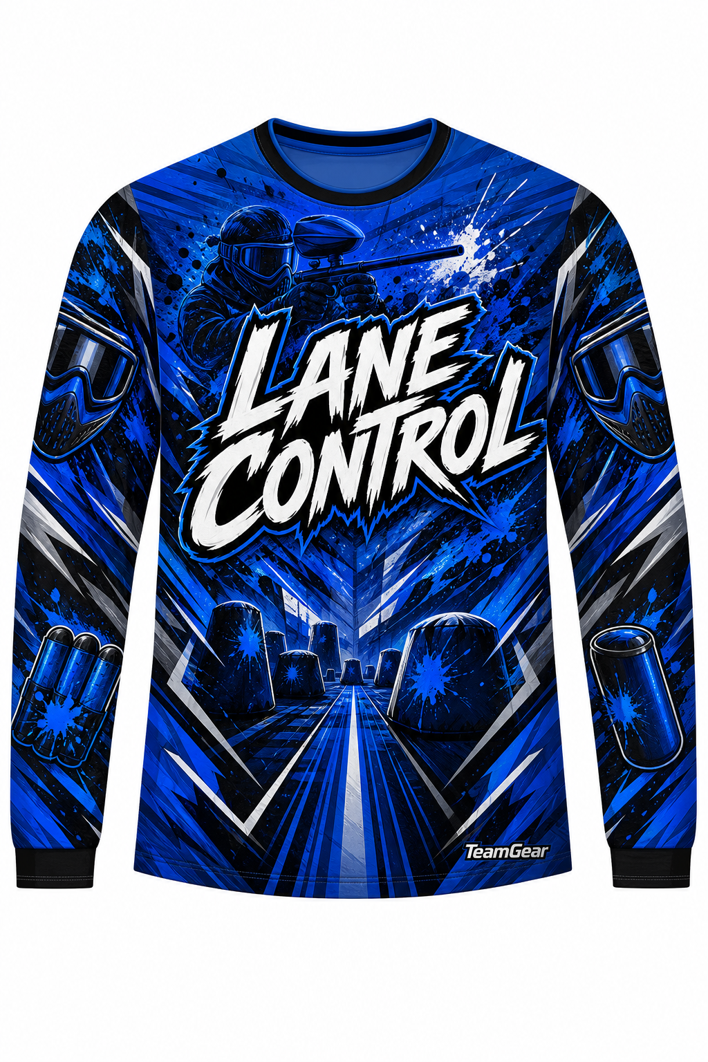 Lane Control Blue Long Sleeve Paintball Jersey design