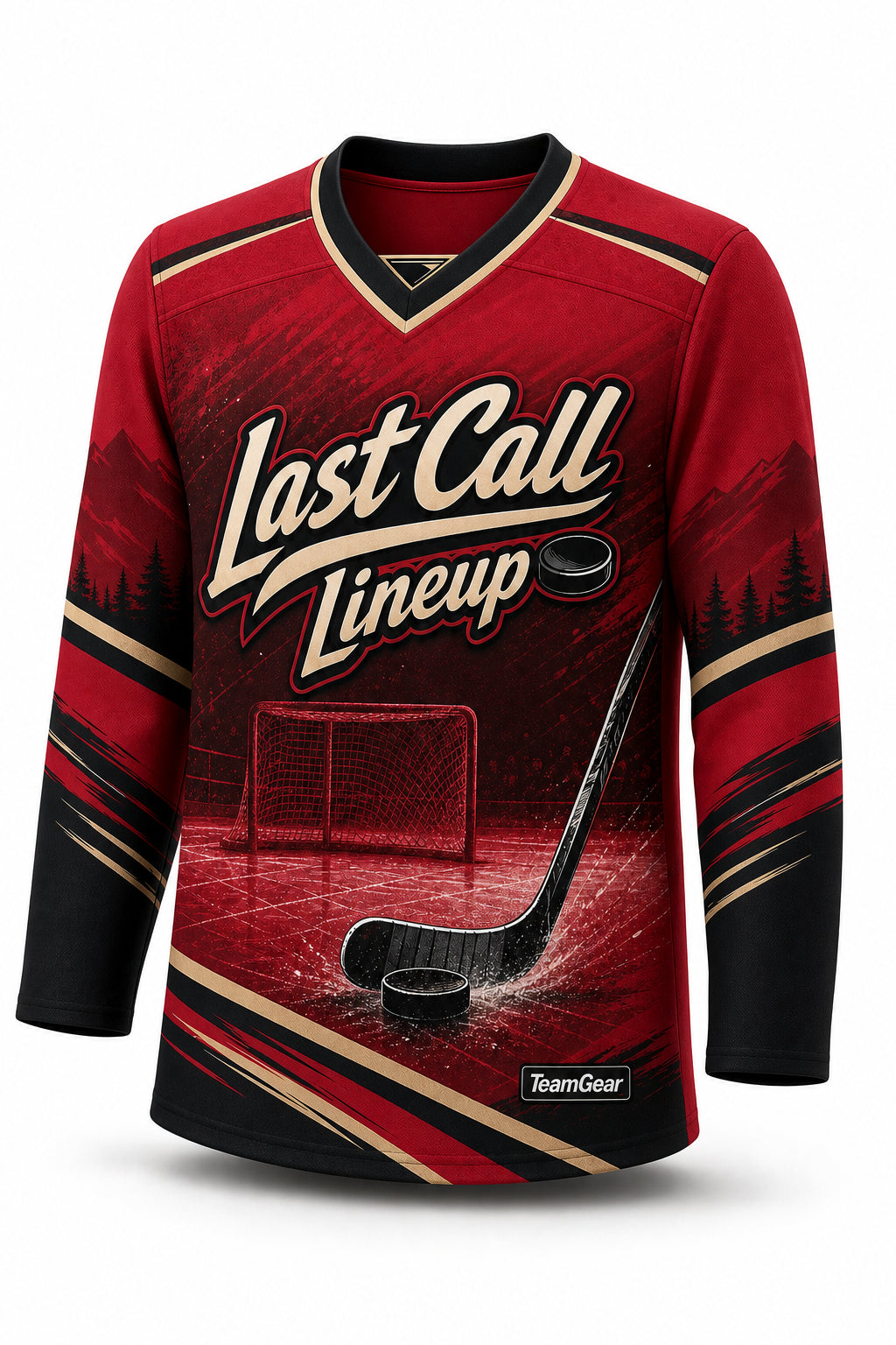 Last Call Lineup Crimson Hockey Jersey - front and back view