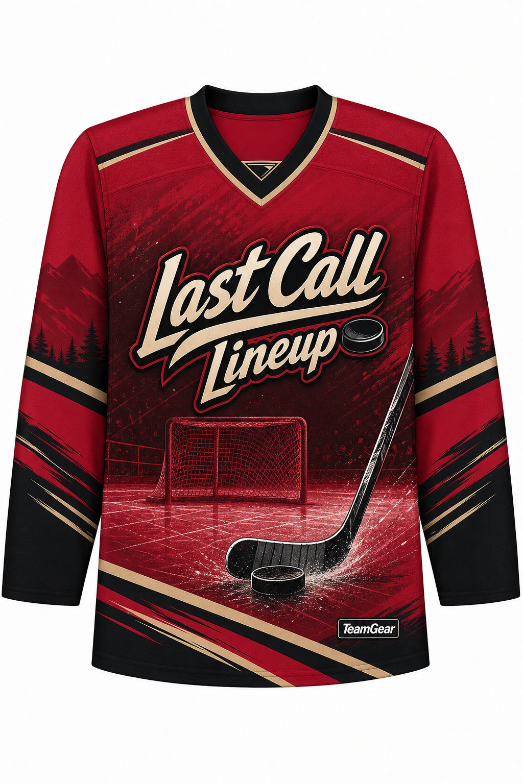 Last Call Lineup Crimson Hockey Jersey design