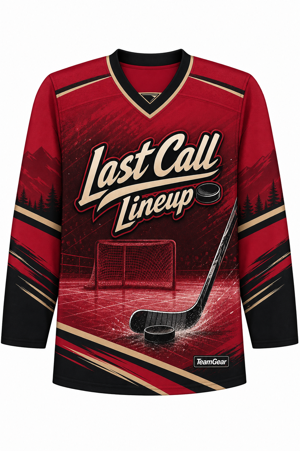 Last Call Lineup Crimson Hockey Jersey design
