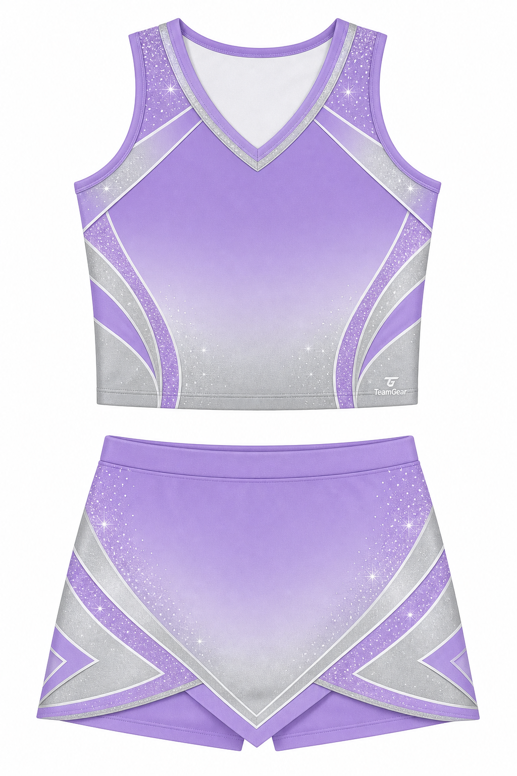 Lavender and Silver Cheerleading Uniform design