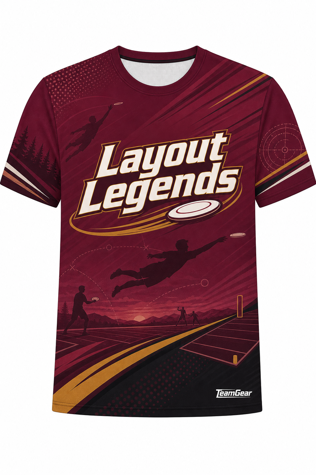 Layout Legends Maroon Ultimate Frisbee Jersey design