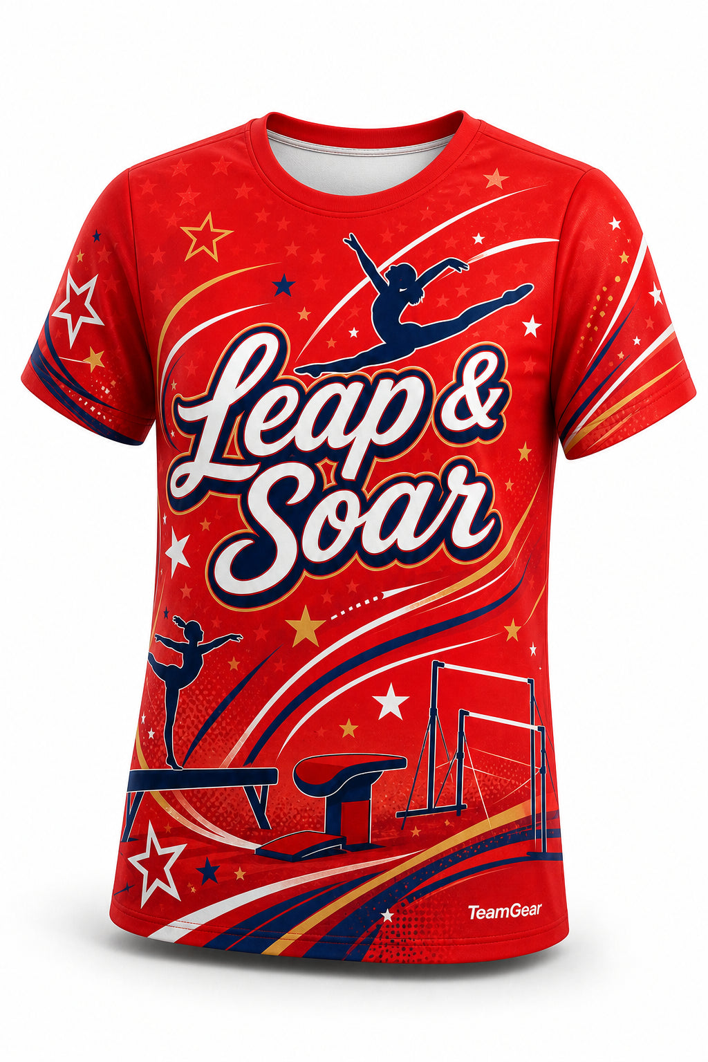 Leap & Soar Red Gymnastics Jersey - front and back view