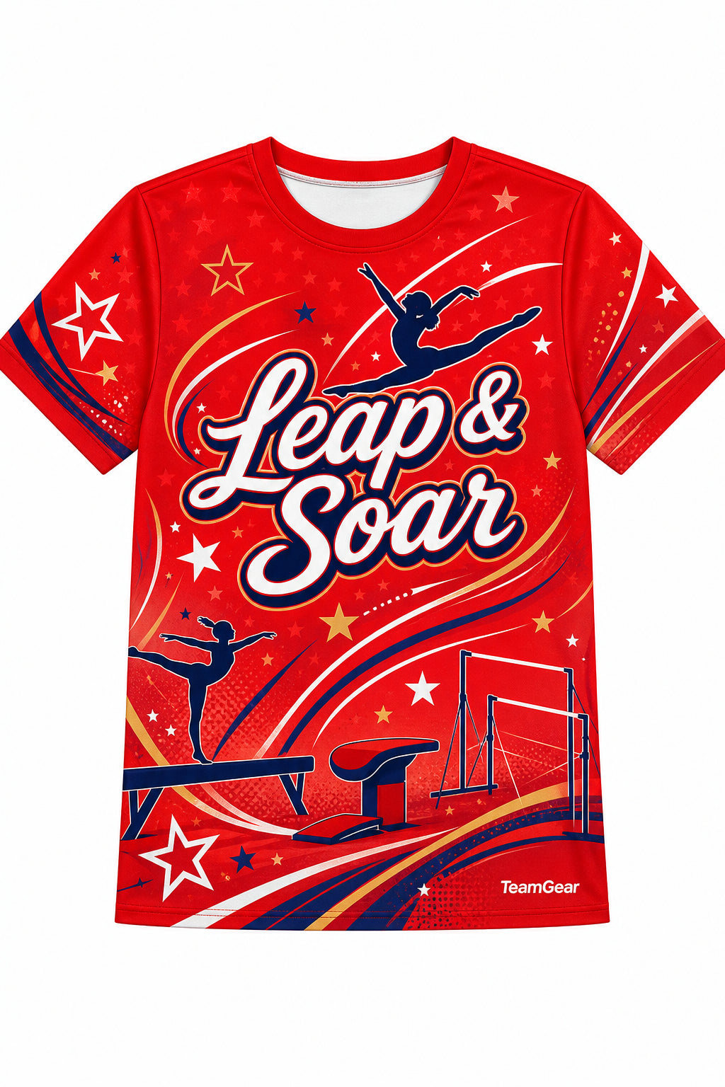 Leap & Soar Red Gymnastics Jersey with name and number