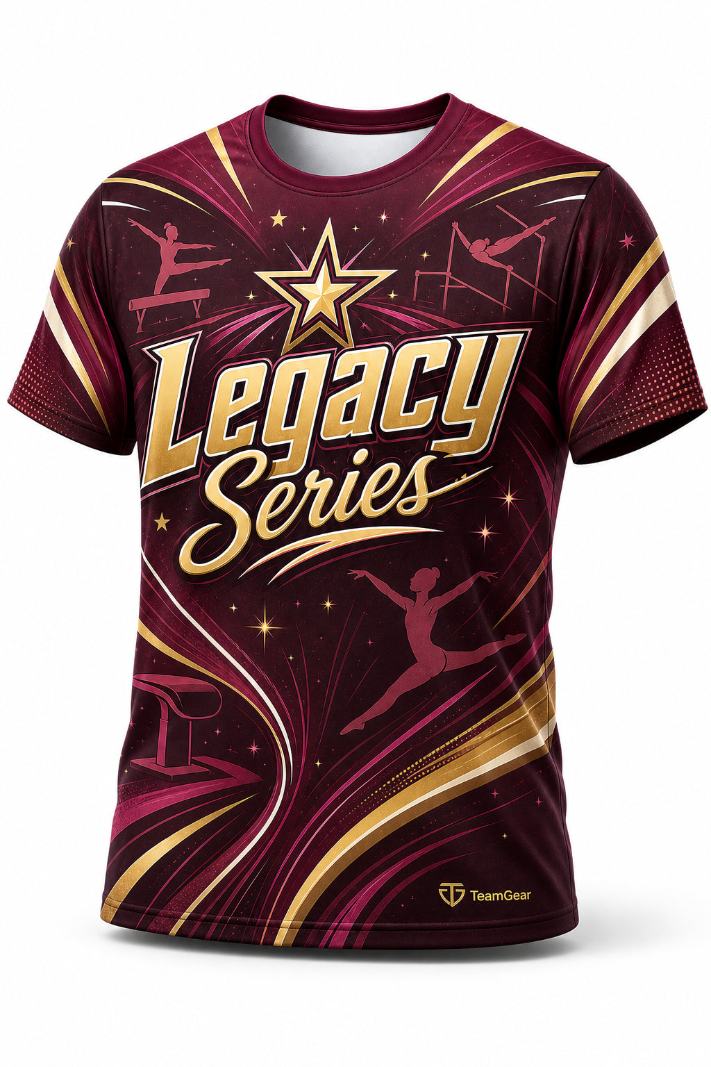 Legacy Series Maroon Gymnastics Jersey - front and back view