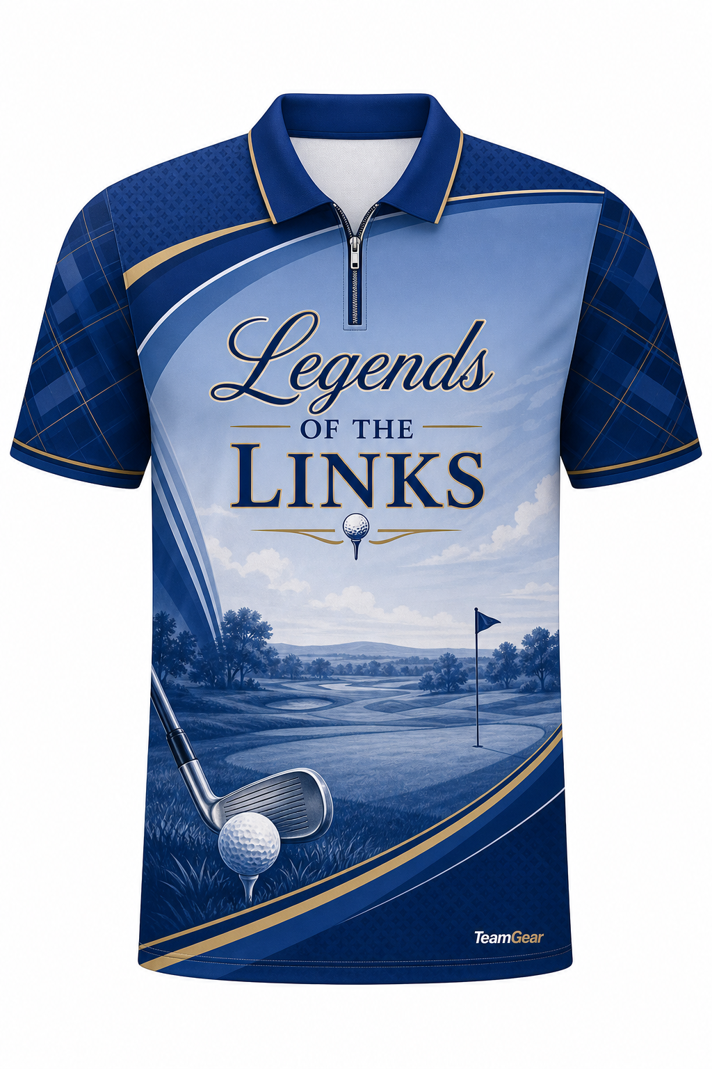Legends of the Links Blue Golf Polo design