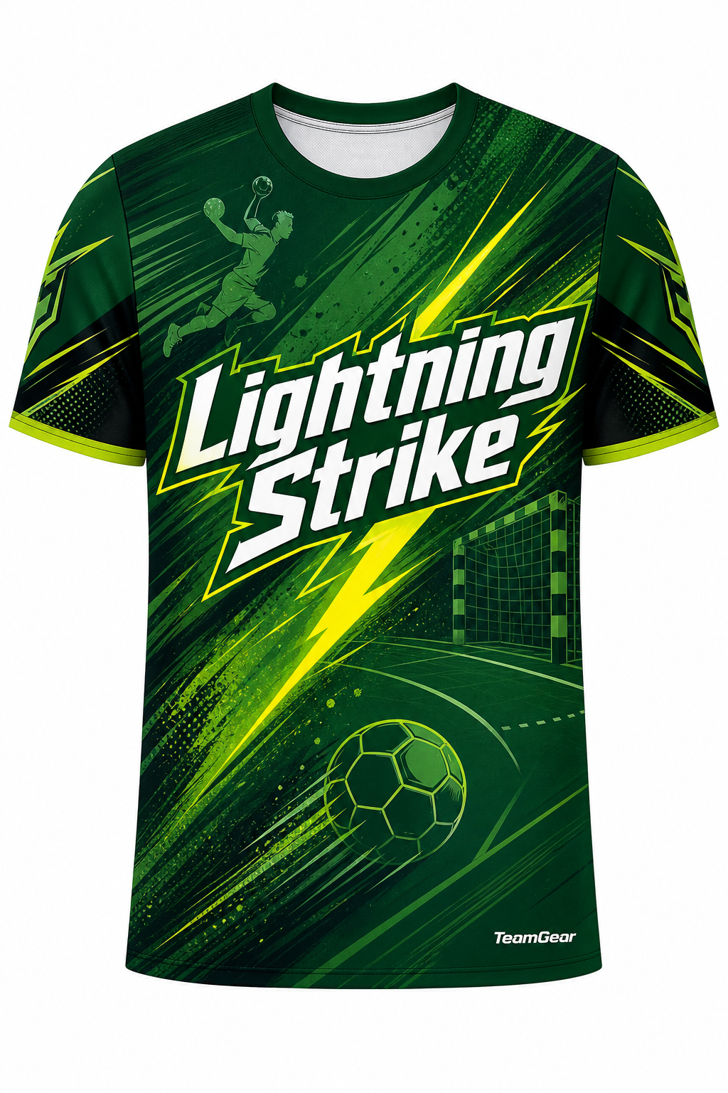Lightning Strike Green Handball Jersey design