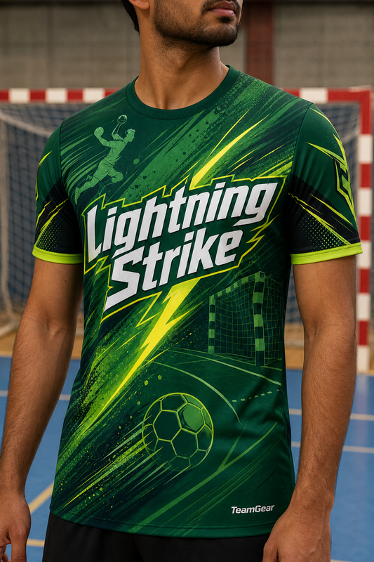Lightning Strike Green Handball Jersey — custom handball jersey worn on model — TeamGear Canada