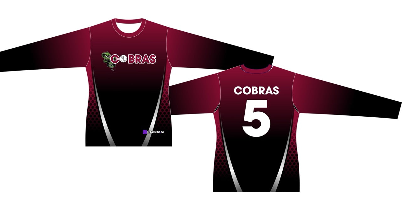 Cobras Maroon Volleyball Jersey with long sleeves