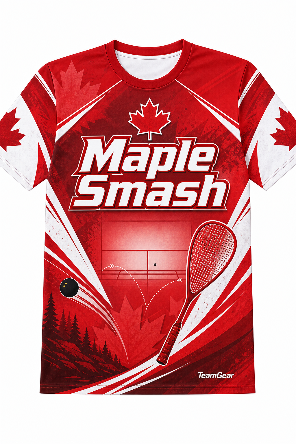 Maple Smash Red Squash Jersey with name and number