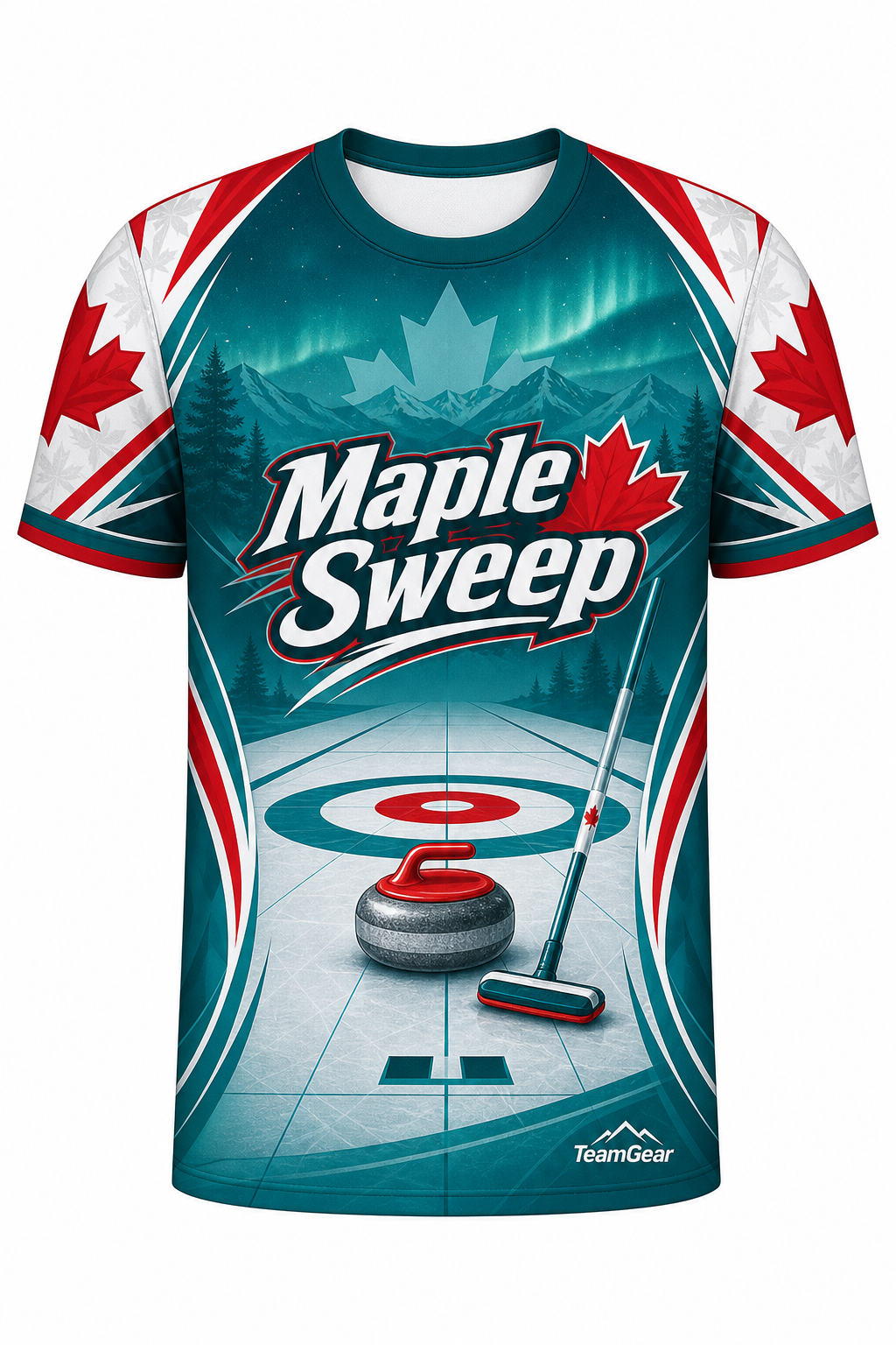 Maple Sweep Teal Curling Jersey design