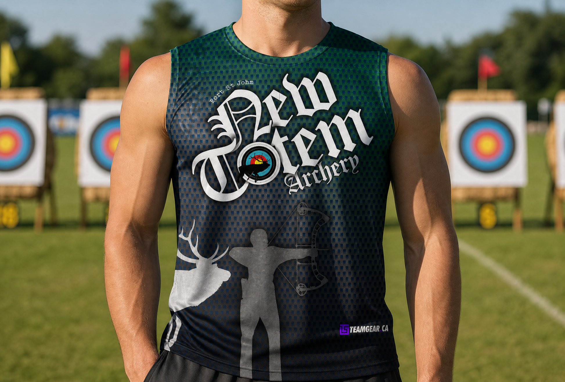 MENS Archery Patriot-Style Coat — custom archery jacket worn on model — TeamGear Canada