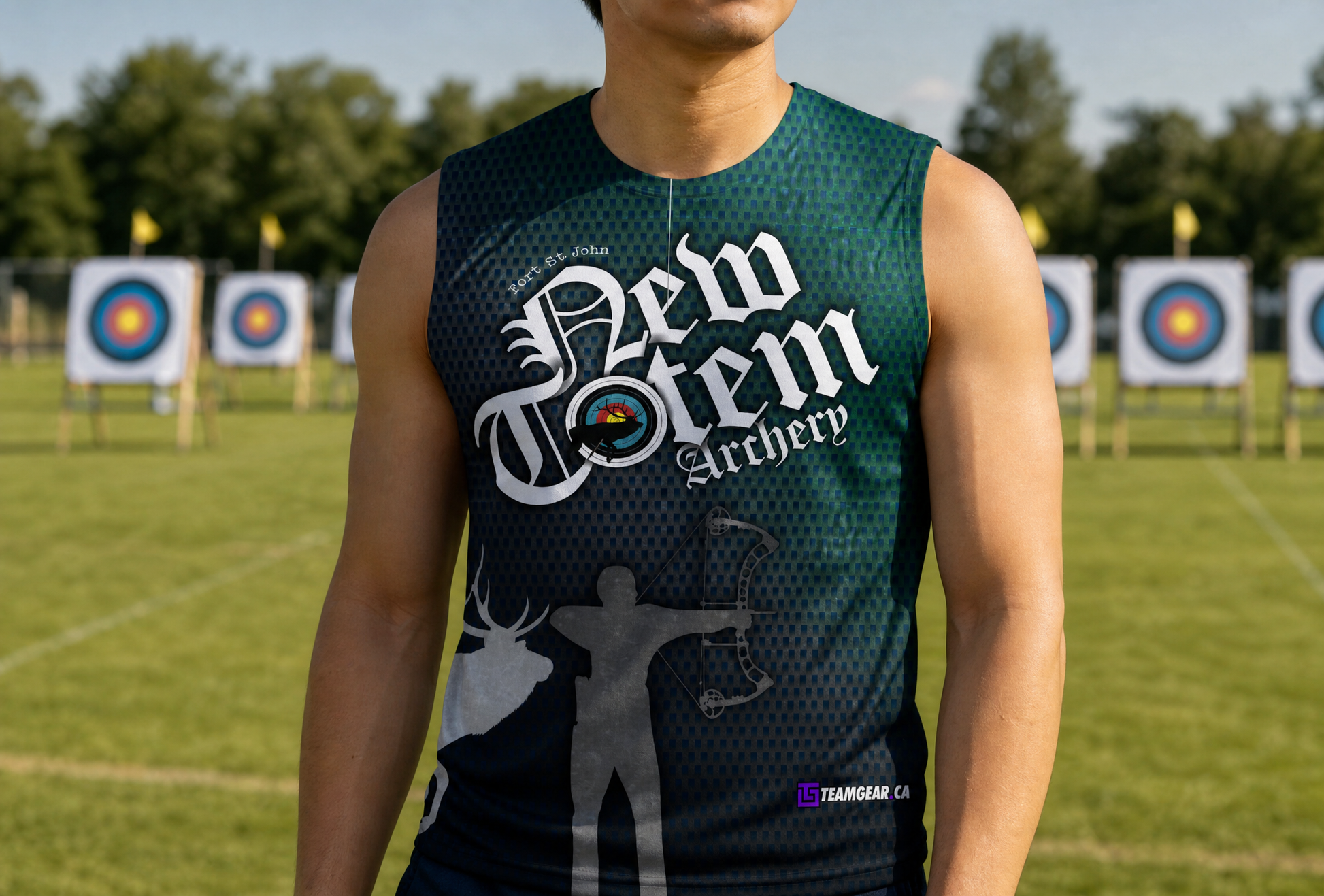 MENS Archery Zip-Neck Jersey — custom archery jersey worn on model — TeamGear Canada