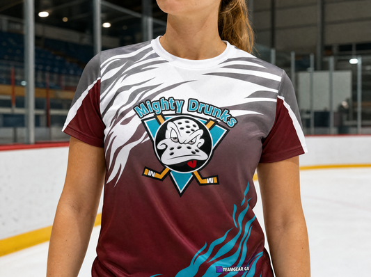 Mighty Drunks Floorball Hockey Jersey — custom hockey jersey worn on model — TeamGear Canada