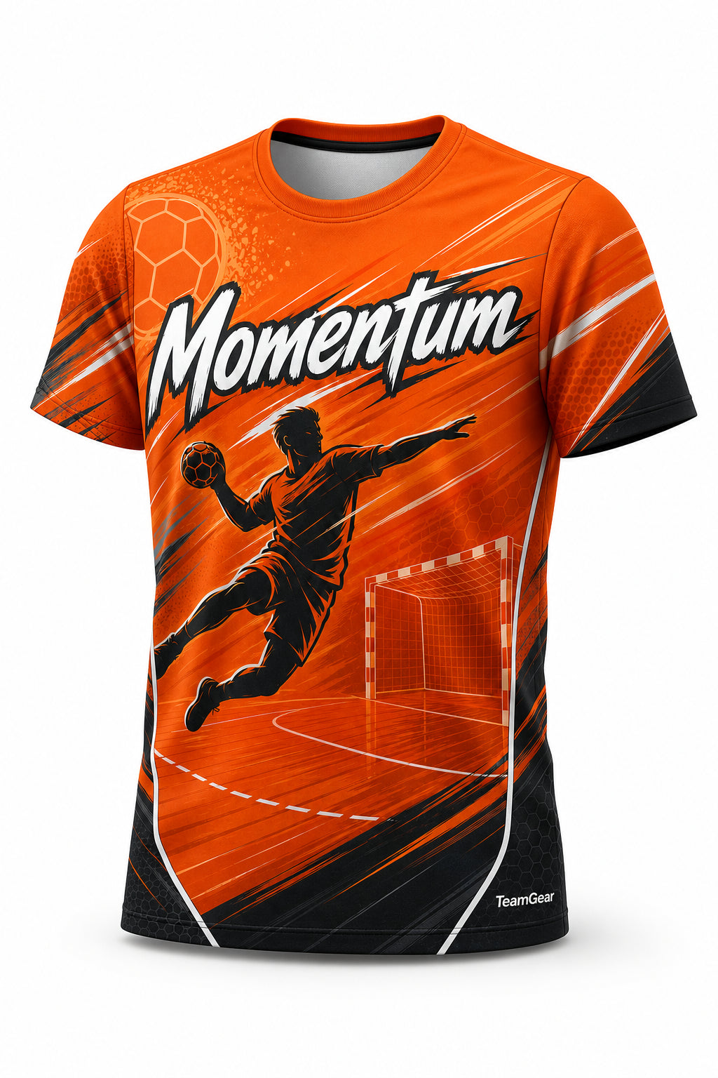 Momentum Orange Handball Jersey - front and back view