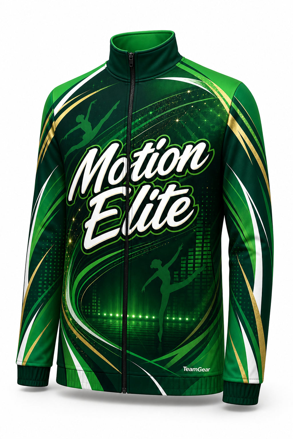 Motion Elite Green Dance Jacket - front and back view