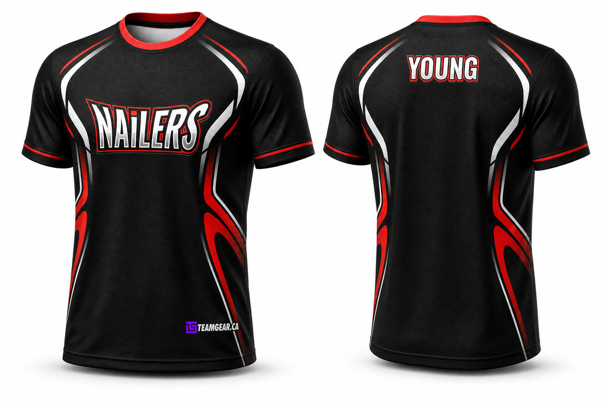 Nailers Black Softball Jersey - front and back view
