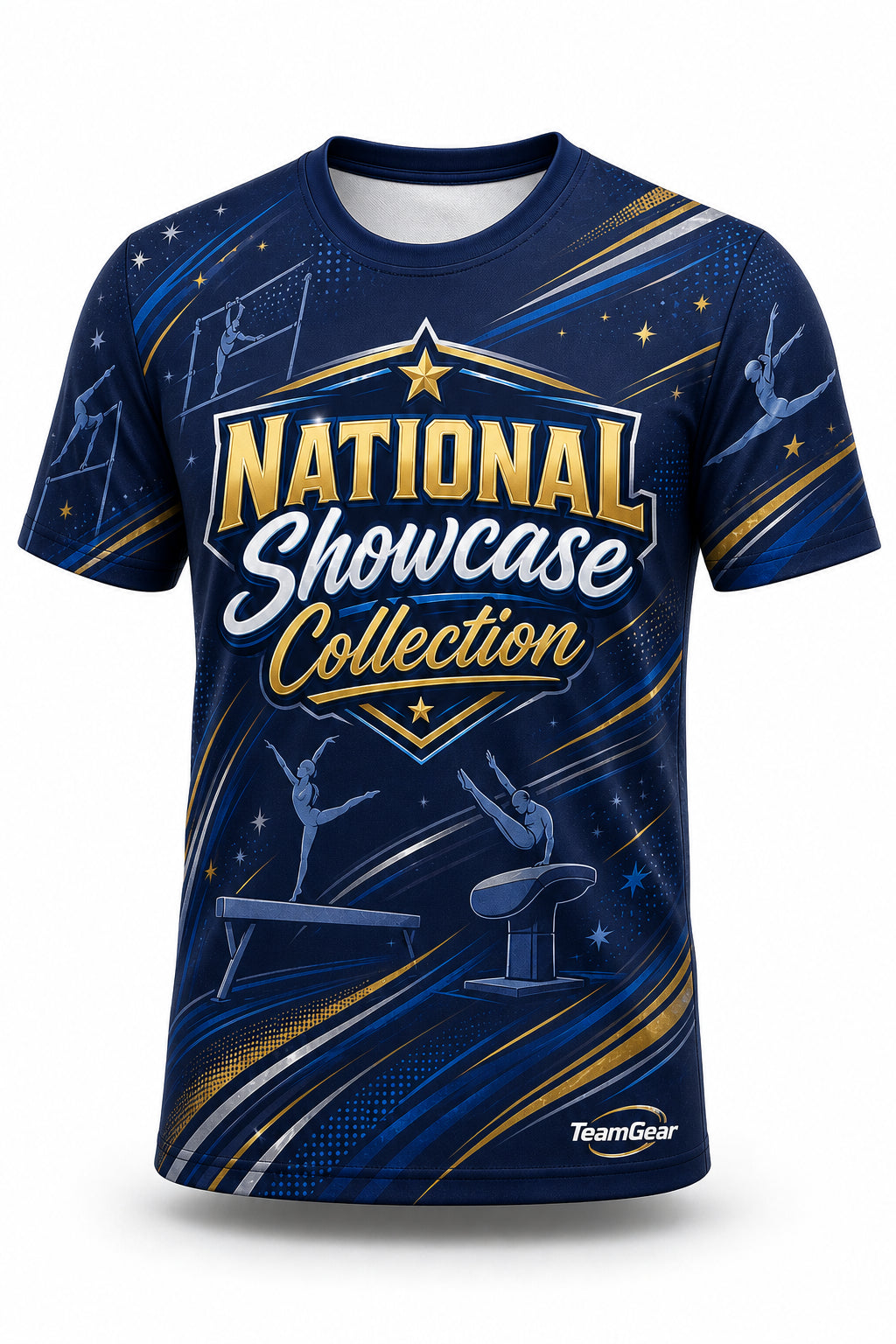 National Showcase Collection Navy Gymnastics Jersey - front and back view