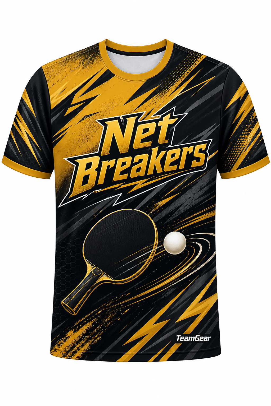 Net Breakers Gold Table Tennis Jersey with name and number