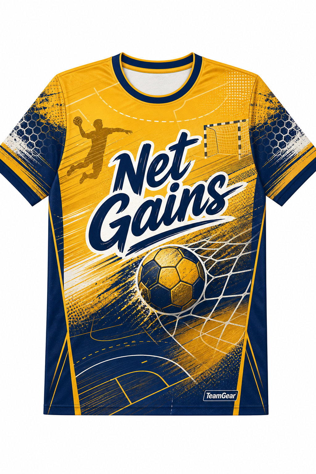 Net Gains Gold Handball Jersey design