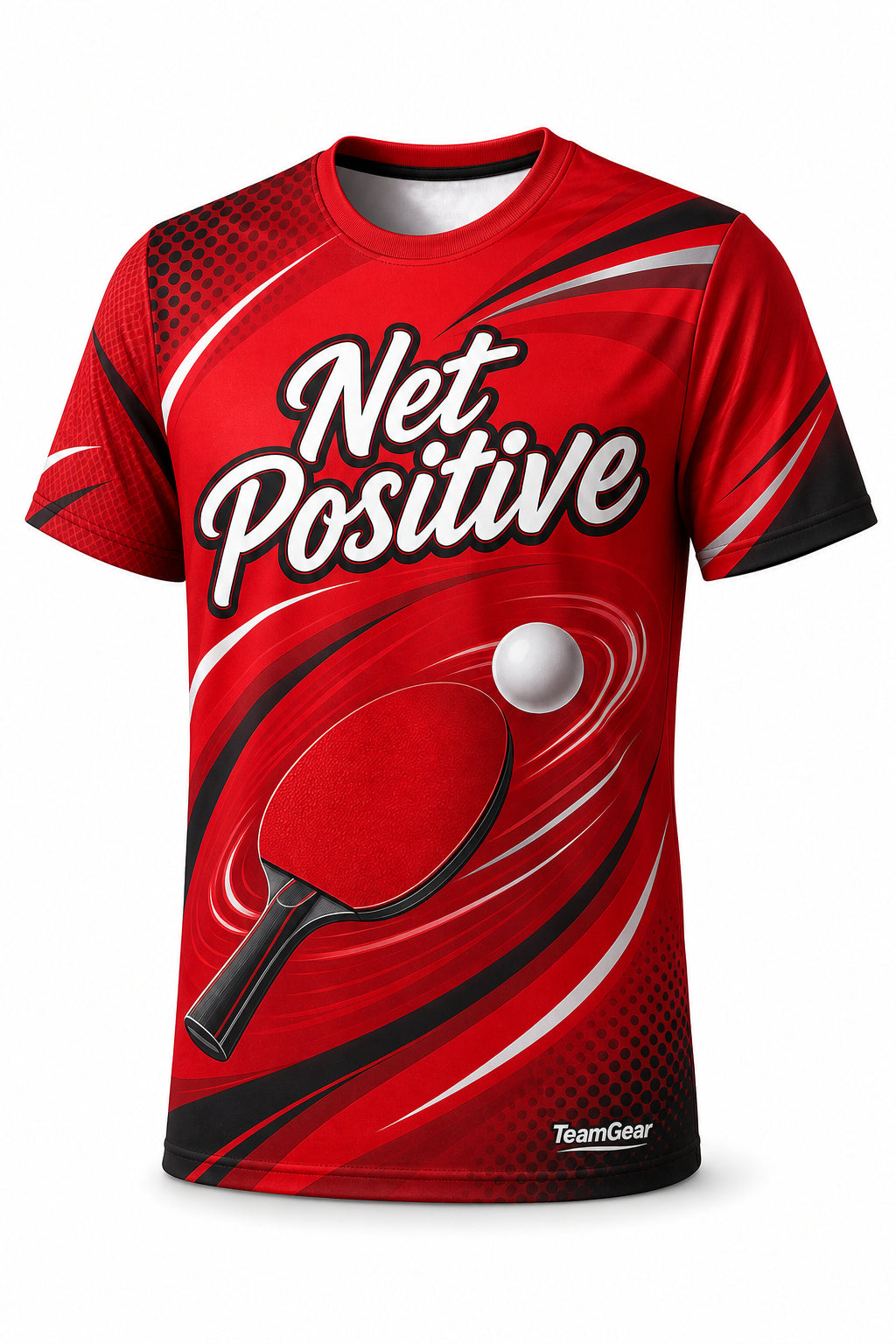 Net Positive Red Table Tennis Jersey - front and back view