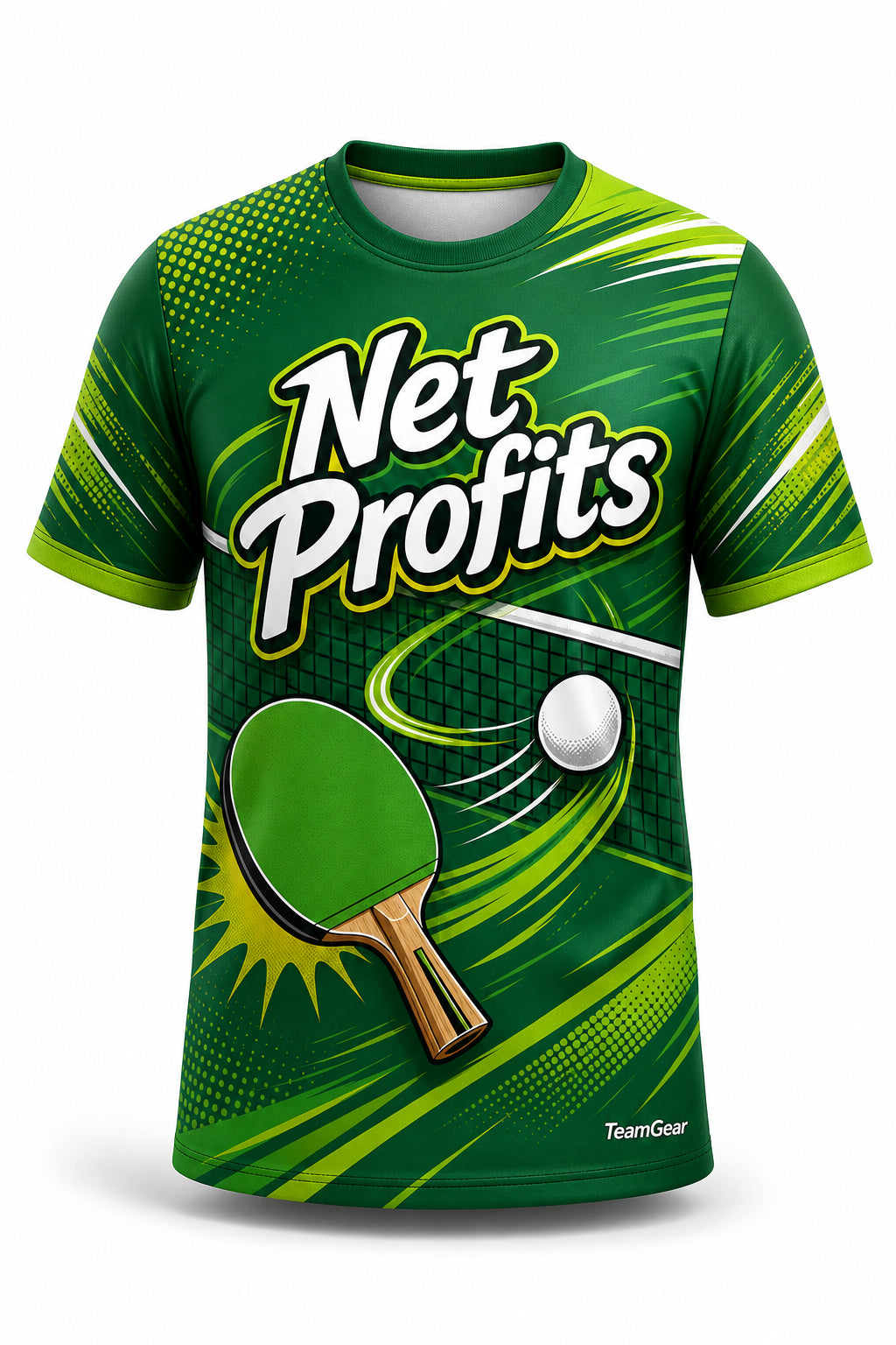 Net Profits Green Table Tennis Jersey - front and back view