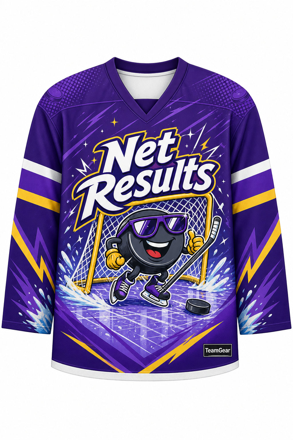 Net Results Purple Hockey Jersey design