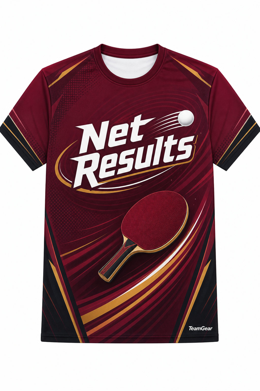 Net Results Maroon Table Tennis Jersey with name and number