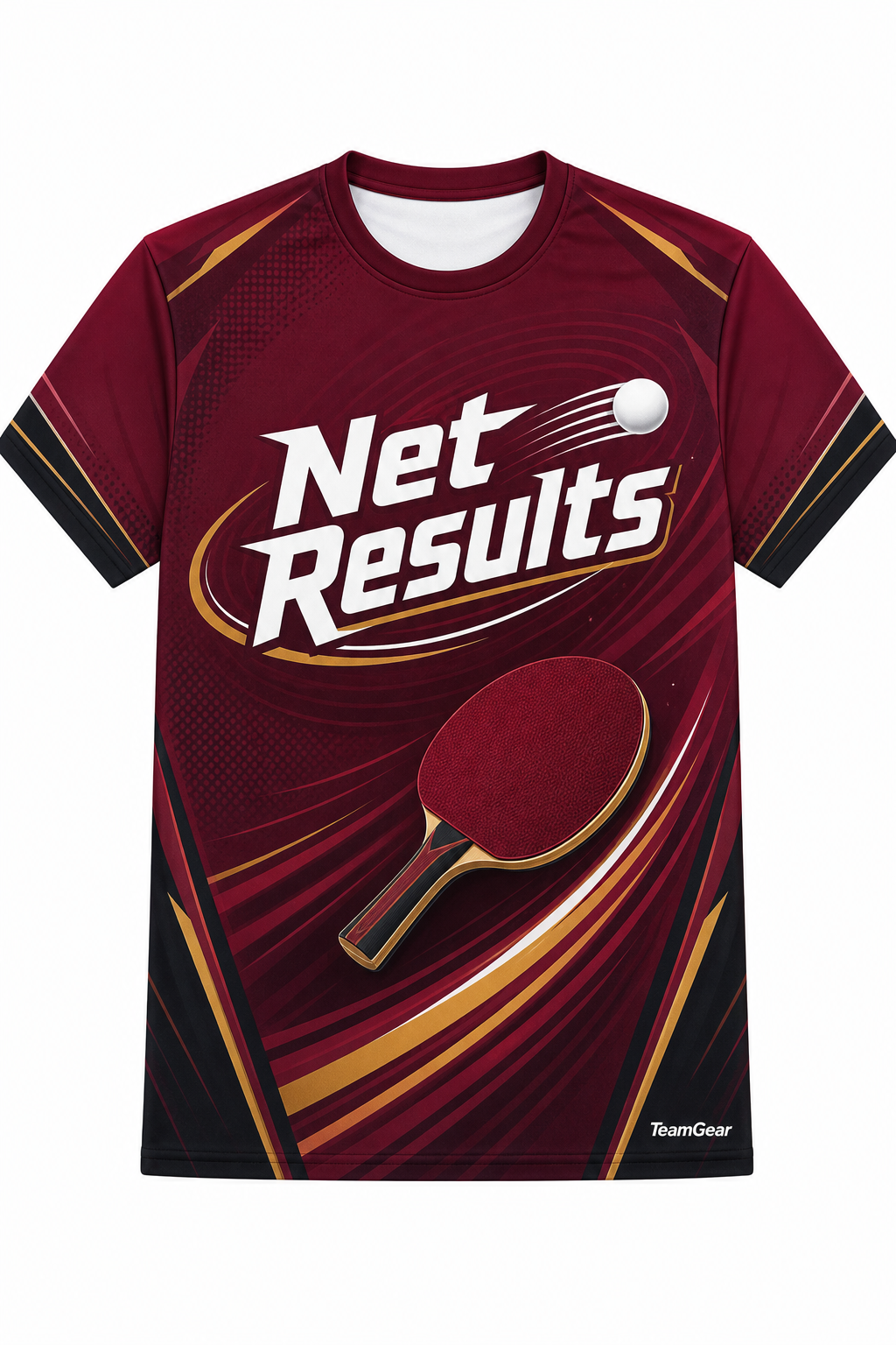 Net Results Maroon Table Tennis Jersey with name and number