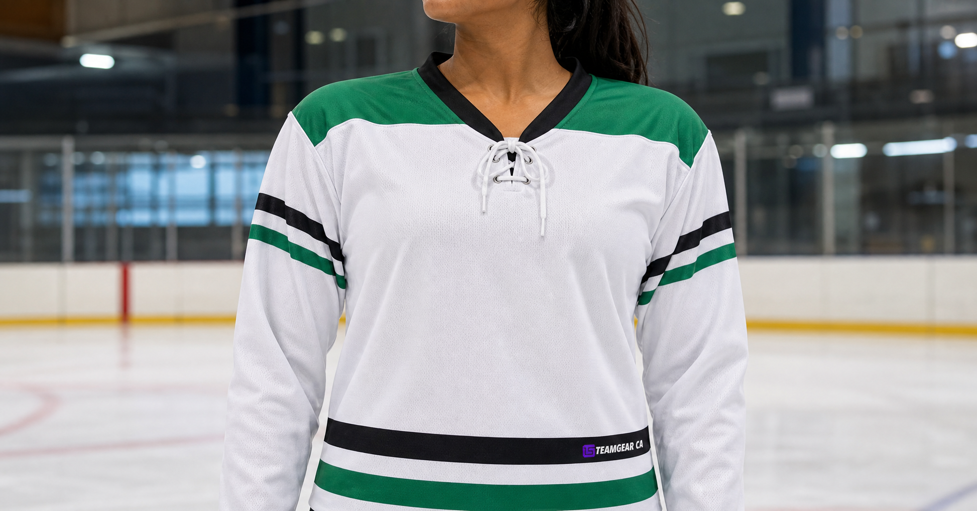 NHL Inspired Hockey Jersey: Dallas Stars White — custom hockey jersey worn on model — TeamGear Canada