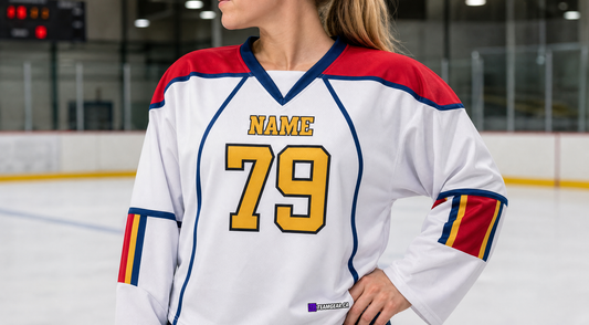 NHL Inspired Hockey Jersey: Florida Panthers White 2007-2011 — custom hockey jersey worn on model — TeamGear Canada