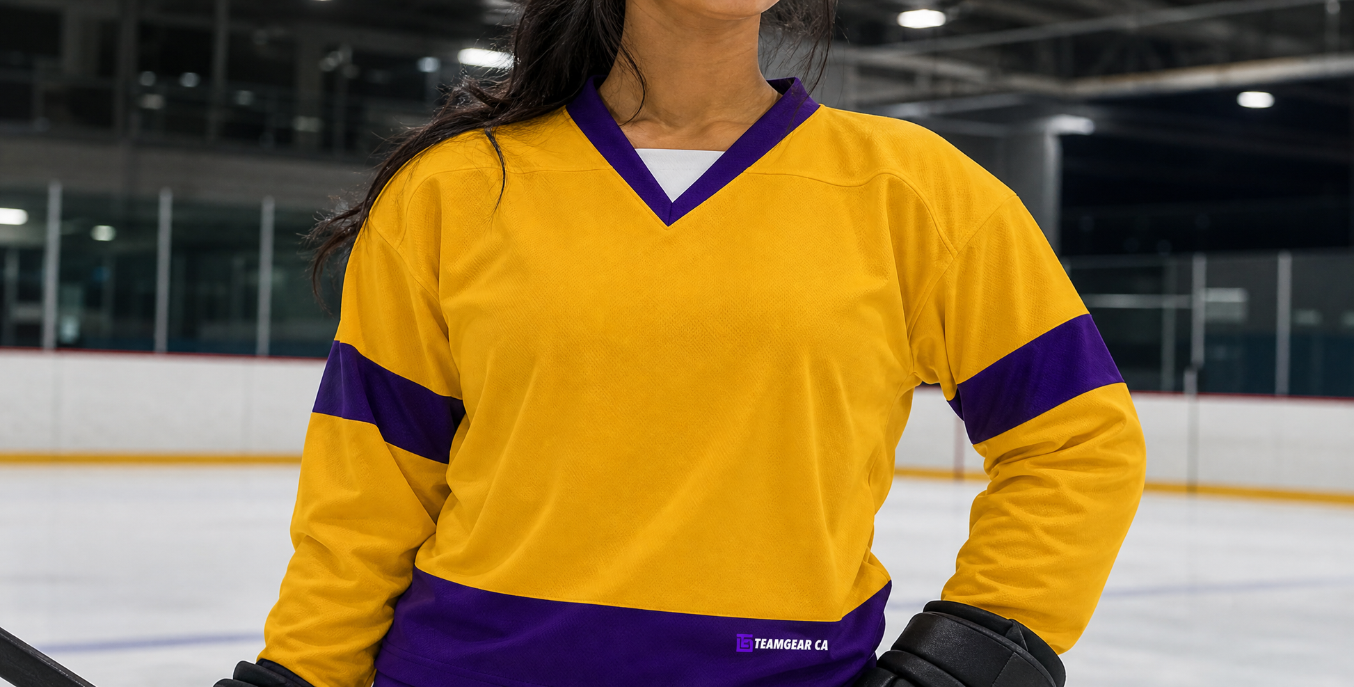 NHL Inspired Hockey Jersey: Los Angeles Kings Gold — custom hockey jersey worn on model — TeamGear Canada
