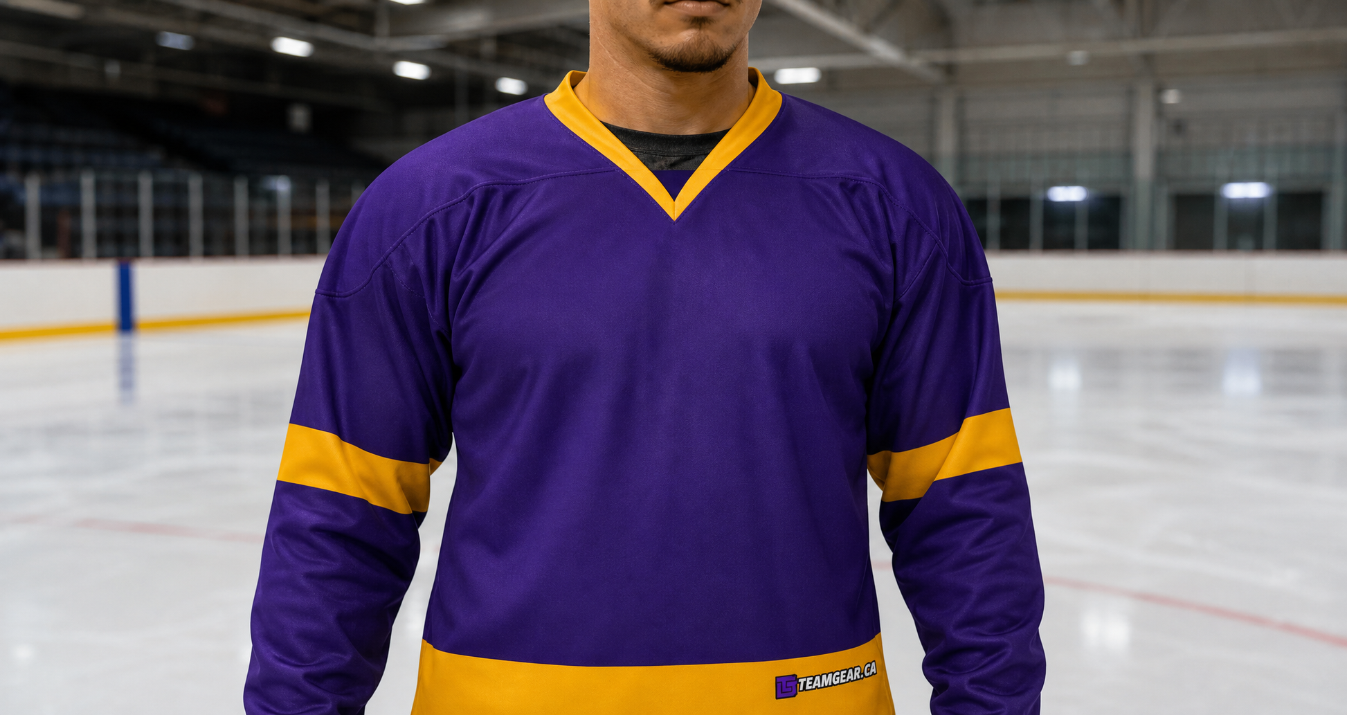 NHL Inspired Hockey Jersey: Los Angeles Kings Purple — custom hockey jersey worn on model — TeamGear Canada