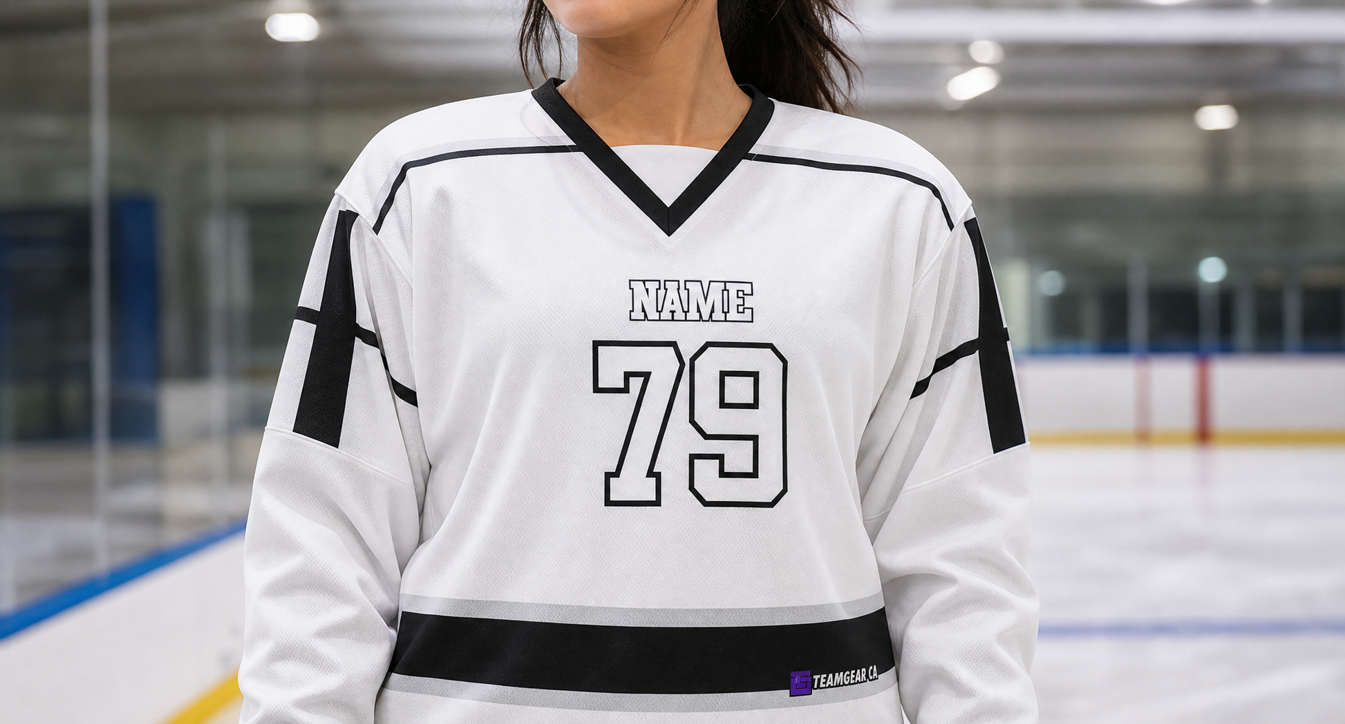 NHL Inspired Hockey Jersey: Los Angeles Kings White — custom hockey jersey worn on model — TeamGear Canada