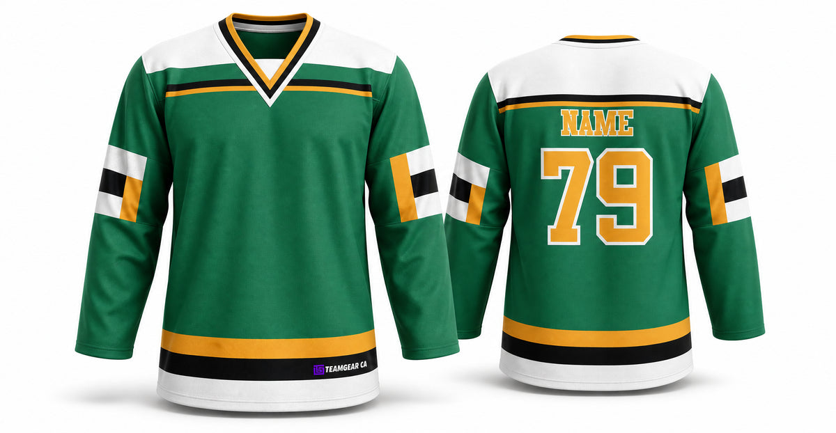 Minnesota North Stars Retro Kelly Green Hockey Jersey - front and back view