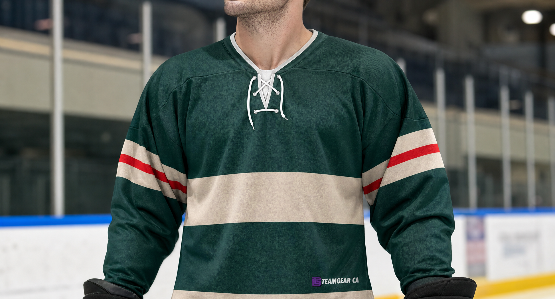 NHL Inspired Hockey Jersey: Minnesota Wild Green — custom hockey jersey worn on model — TeamGear Canada