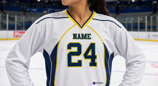 NHL Inspired Hockey Jersey: Nashville Predators White 2007-2011 — custom hockey jersey worn on model — TeamGear Canada