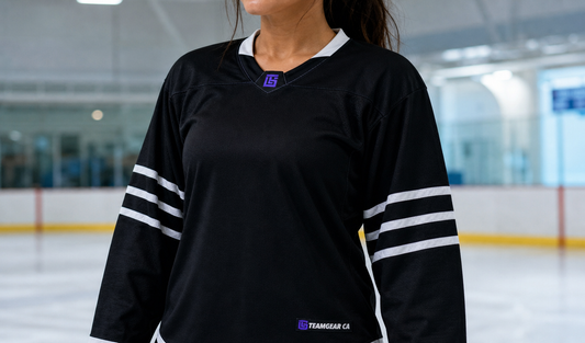 NHL Inspired Hockey Jersey: New York Islanders Black — custom hockey jersey worn on model — TeamGear Canada
