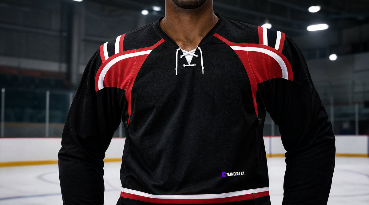 NHL Inspired Hockey Jersey: Ottawa Senators 3rd Alternate 2008-2011 — custom hockey jersey worn on model — TeamGear Canada