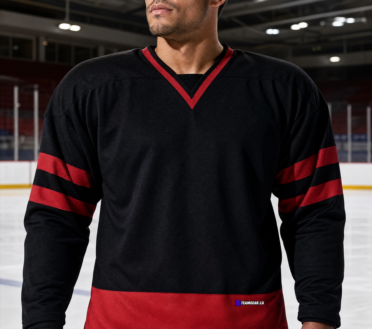 NHL Inspired Hockey Jersey: Ottawa Senators Black — custom hockey jersey worn on model — TeamGear Canada