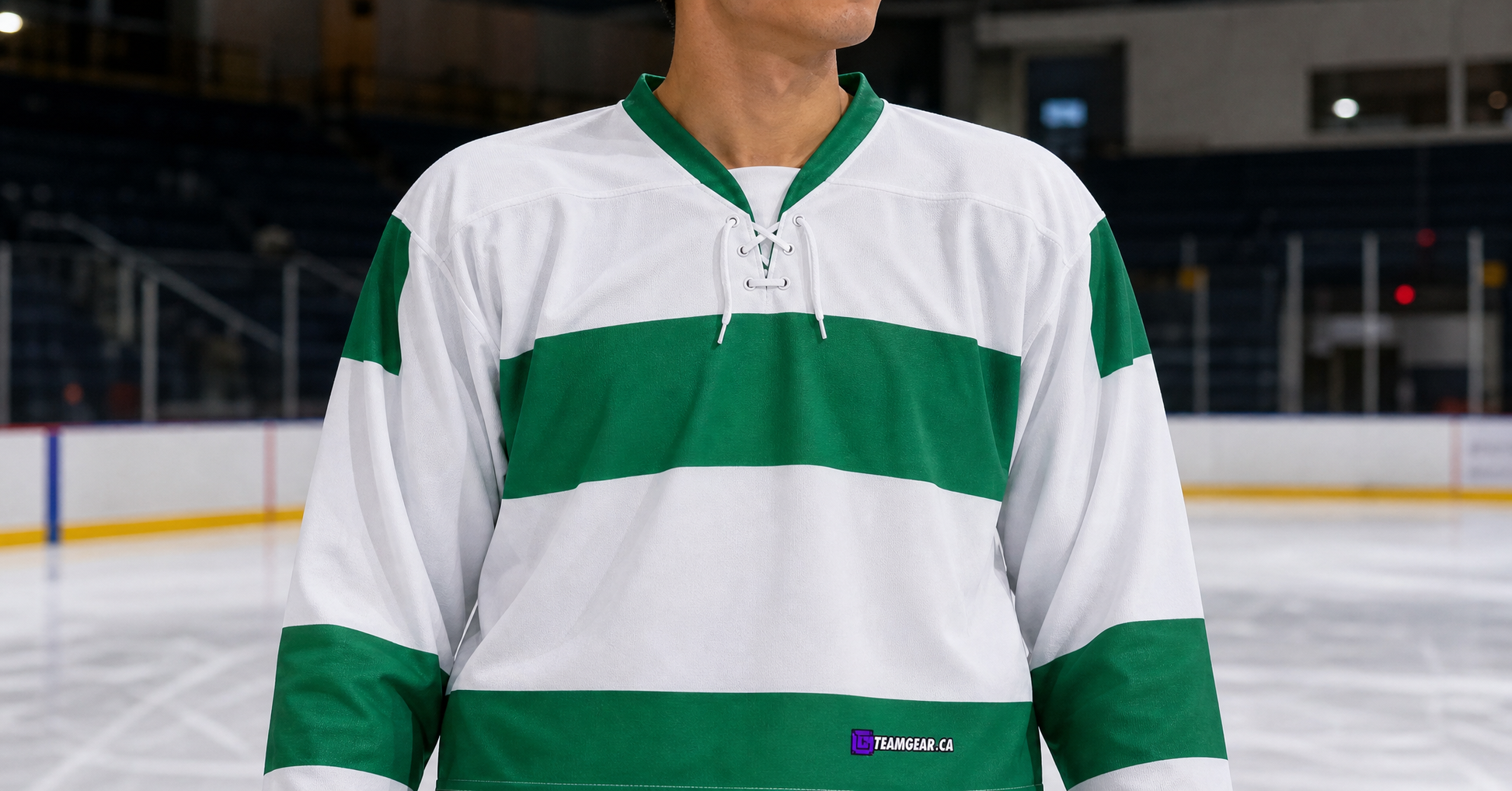 NHL Inspired Hockey Jersey: Toronto Maple Leafs St. Patricks Day — custom hockey jersey worn on model — TeamGear Canada
