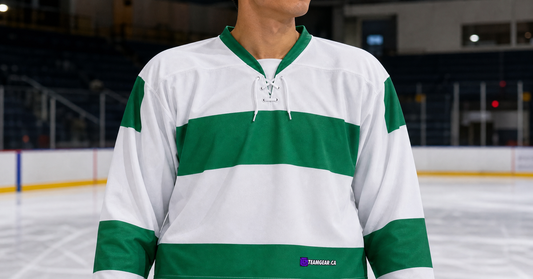 NHL Inspired Hockey Jersey: Toronto Maple Leafs St. Patricks Day — custom hockey jersey worn on model — TeamGear Canada