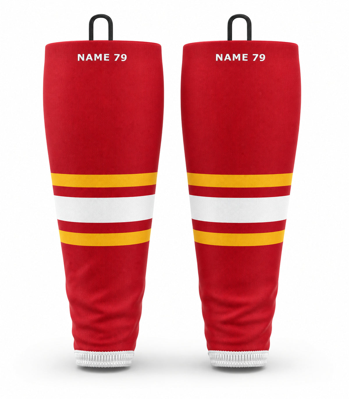 Calgary Flames Retro Red Hockey Socks - pair shown