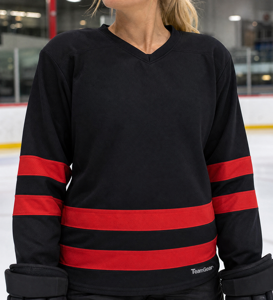 NHL Inspired Hockey Socks: Ottawa Senators Black — custom hockey socks worn on model — TeamGear Canada
