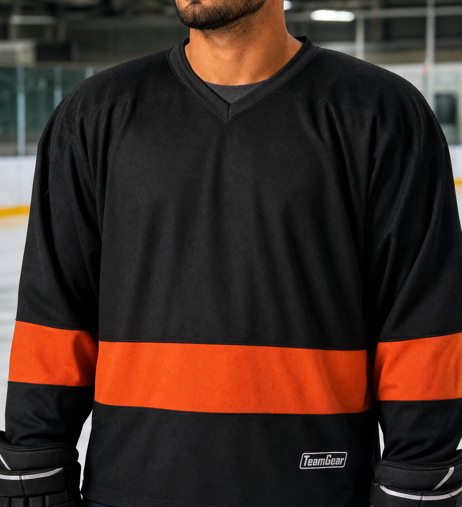 NHL Inspired Hockey Socks: Philadelphia Flyers Black Stadium Series — custom hockey socks worn on model — TeamGear Canada